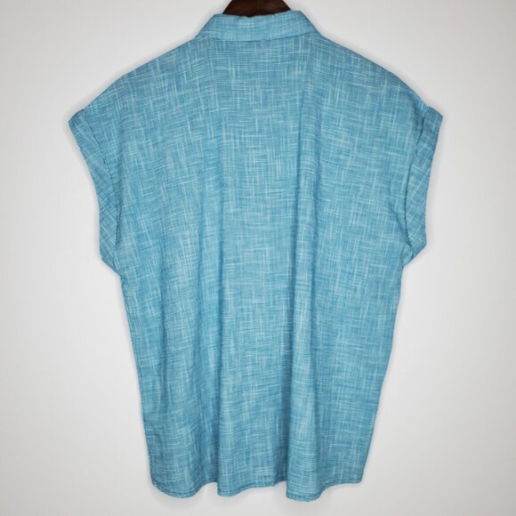 Tom Tailor Womens Boxy Button Up Blouse Size 40 Cuffed Sleeve Minimalist Summer - Picture 3 of 9